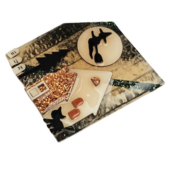 Lucinda House Witch Flying Halloween Pin - Picture 3 of 5